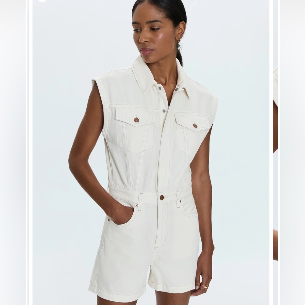 Pistola Lennox Denim Romper in Ecru